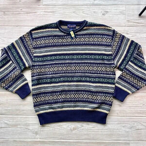 Roundtree‎ & Yorke Men's Multicolor Chunky Knit Pullover Sweater Size Large NWT
